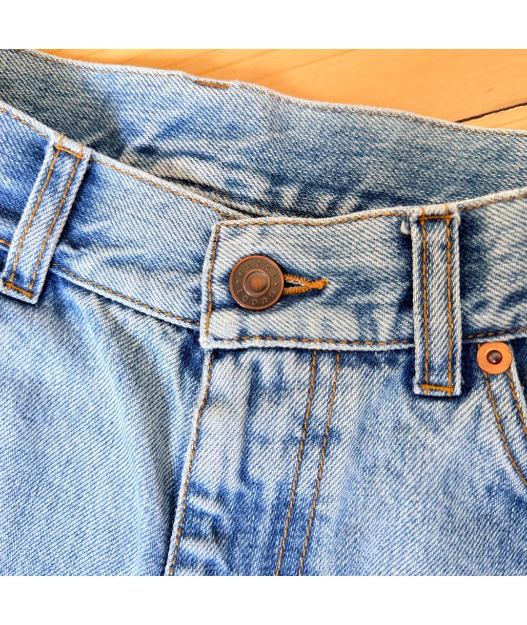 GUCCI Синие хлопковые прямые джинсы, фото 3