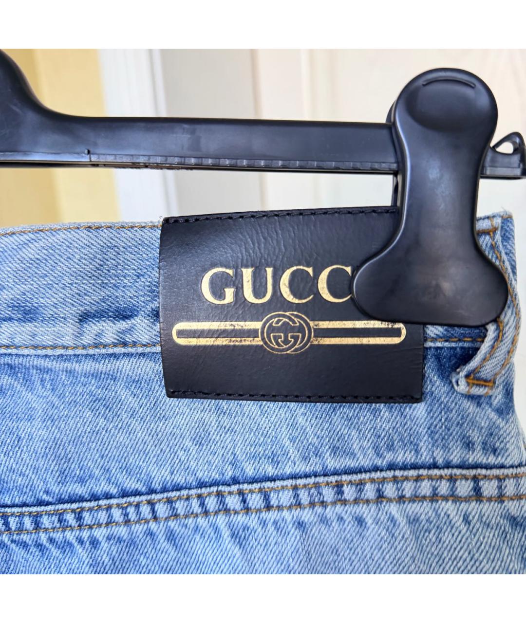 GUCCI Синие хлопковые прямые джинсы, фото 5