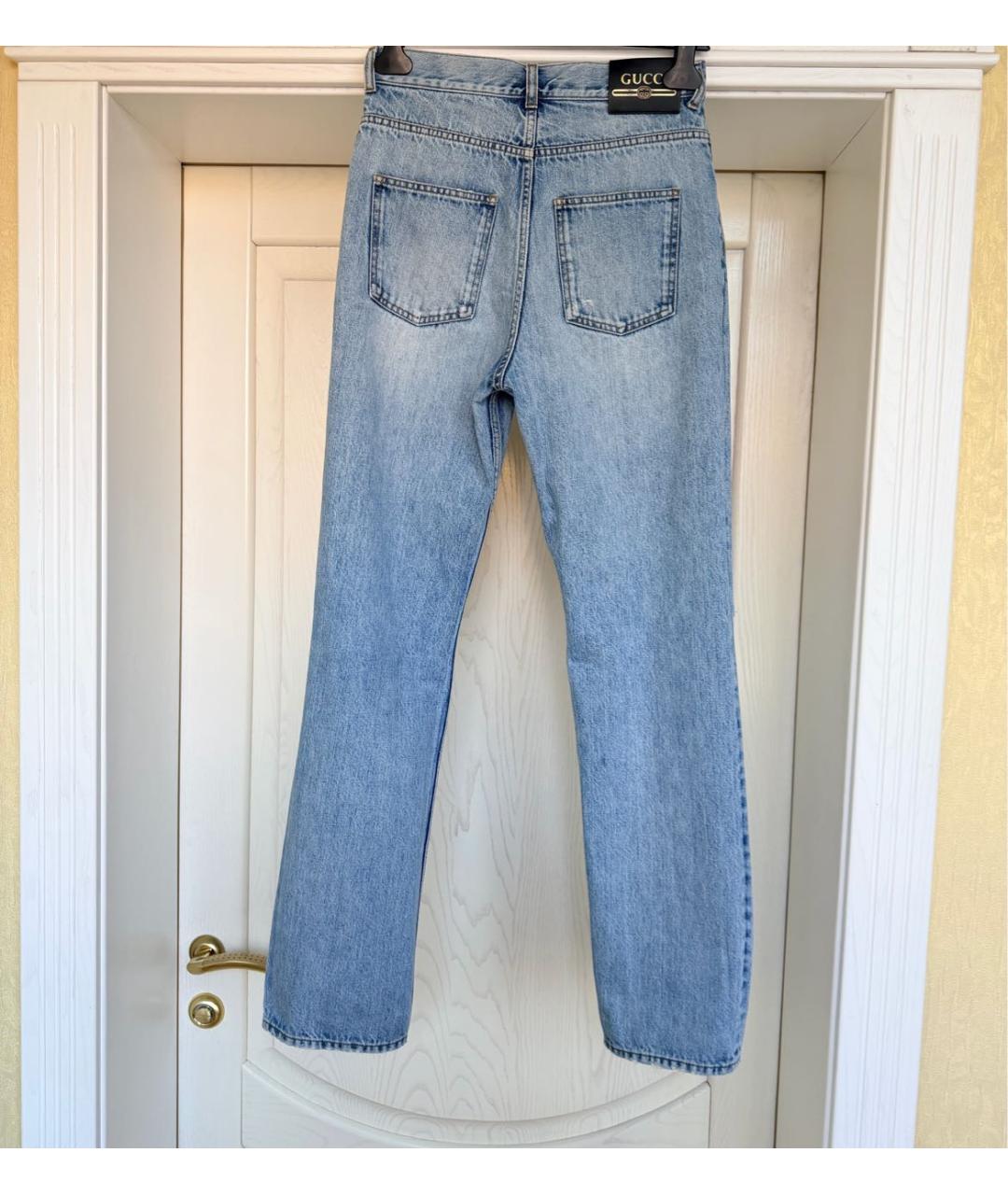GUCCI Синие хлопковые прямые джинсы, фото 4