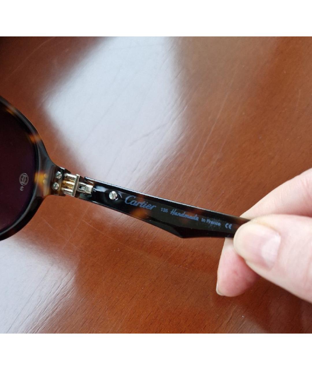 CARTIER Коричневые пластиковые солнцезащитные очки, фото 5