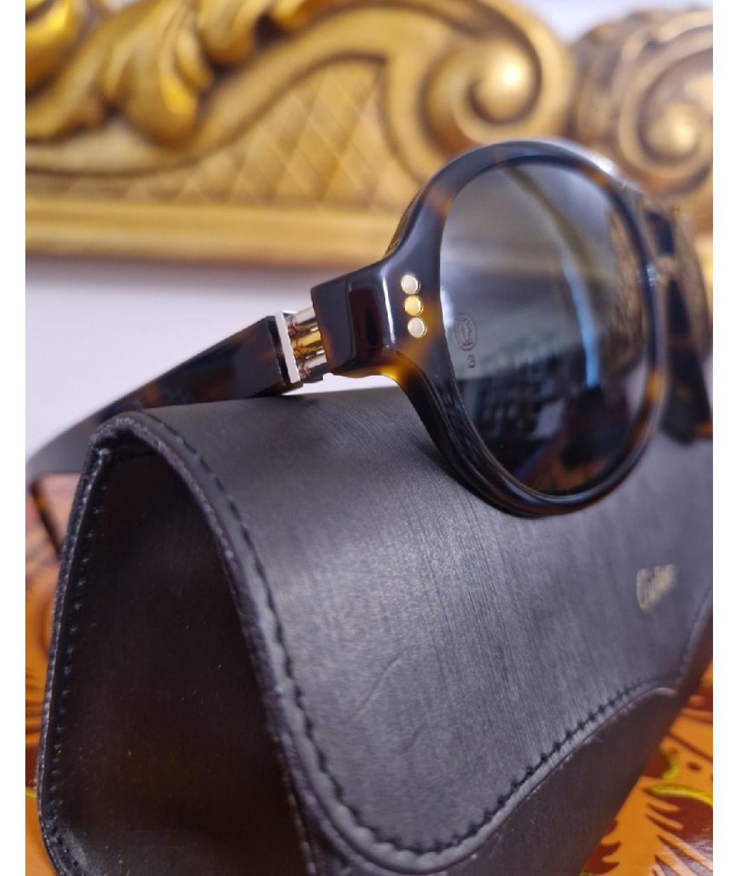 CARTIER Коричневые пластиковые солнцезащитные очки, фото 2