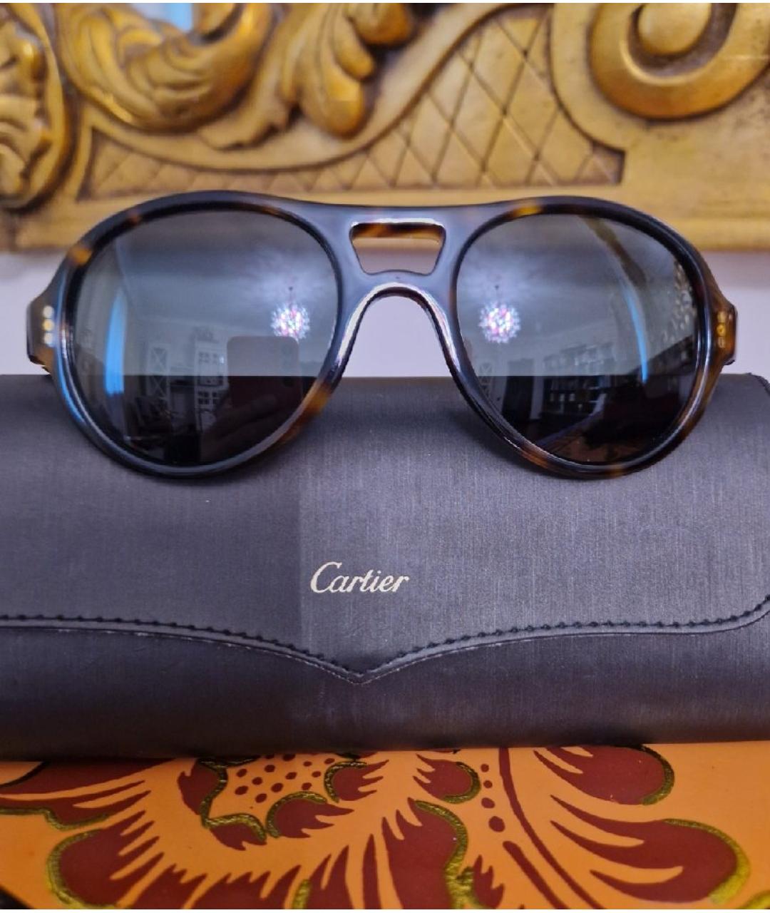 CARTIER Коричневые пластиковые солнцезащитные очки, фото 10