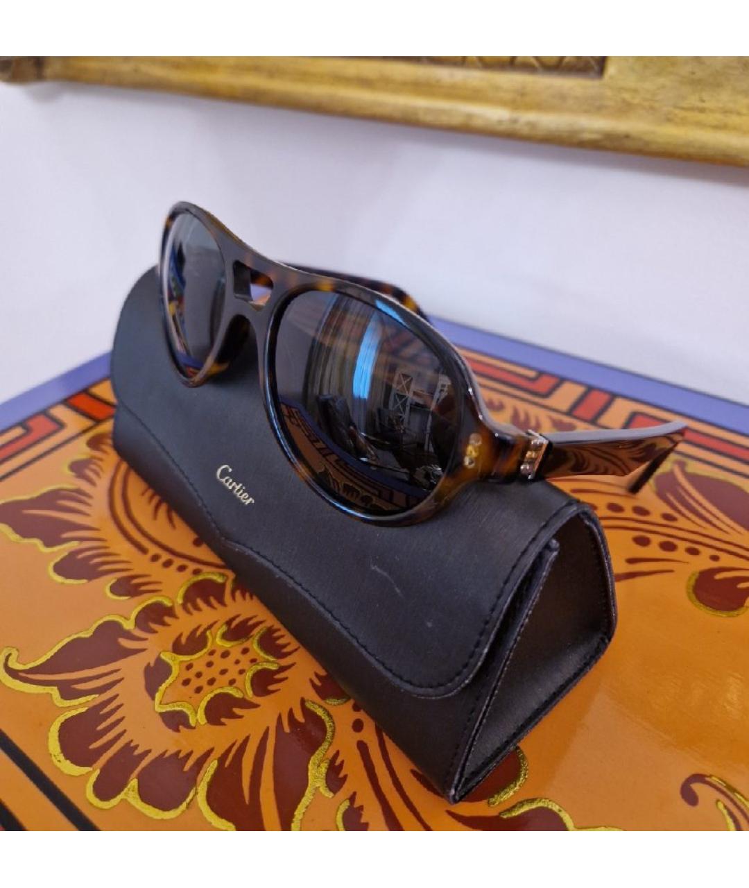 CARTIER Коричневые пластиковые солнцезащитные очки, фото 3