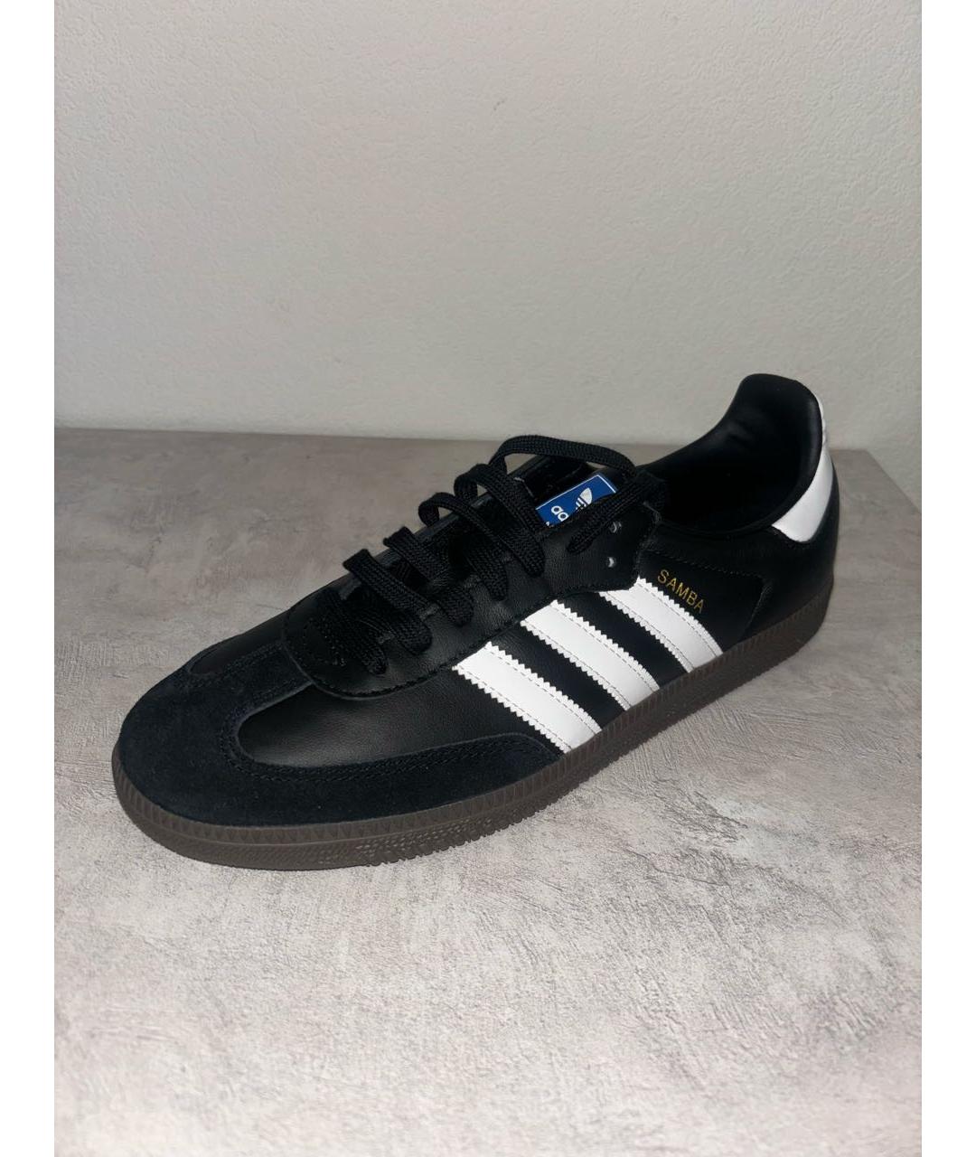 ADIDAS Черные кожаные низкие кроссовки / кеды, фото 2