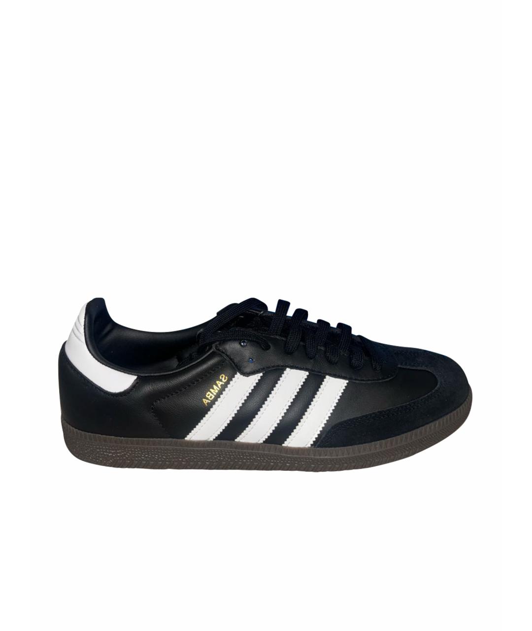 ADIDAS Черные кожаные низкие кроссовки / кеды, фото 1