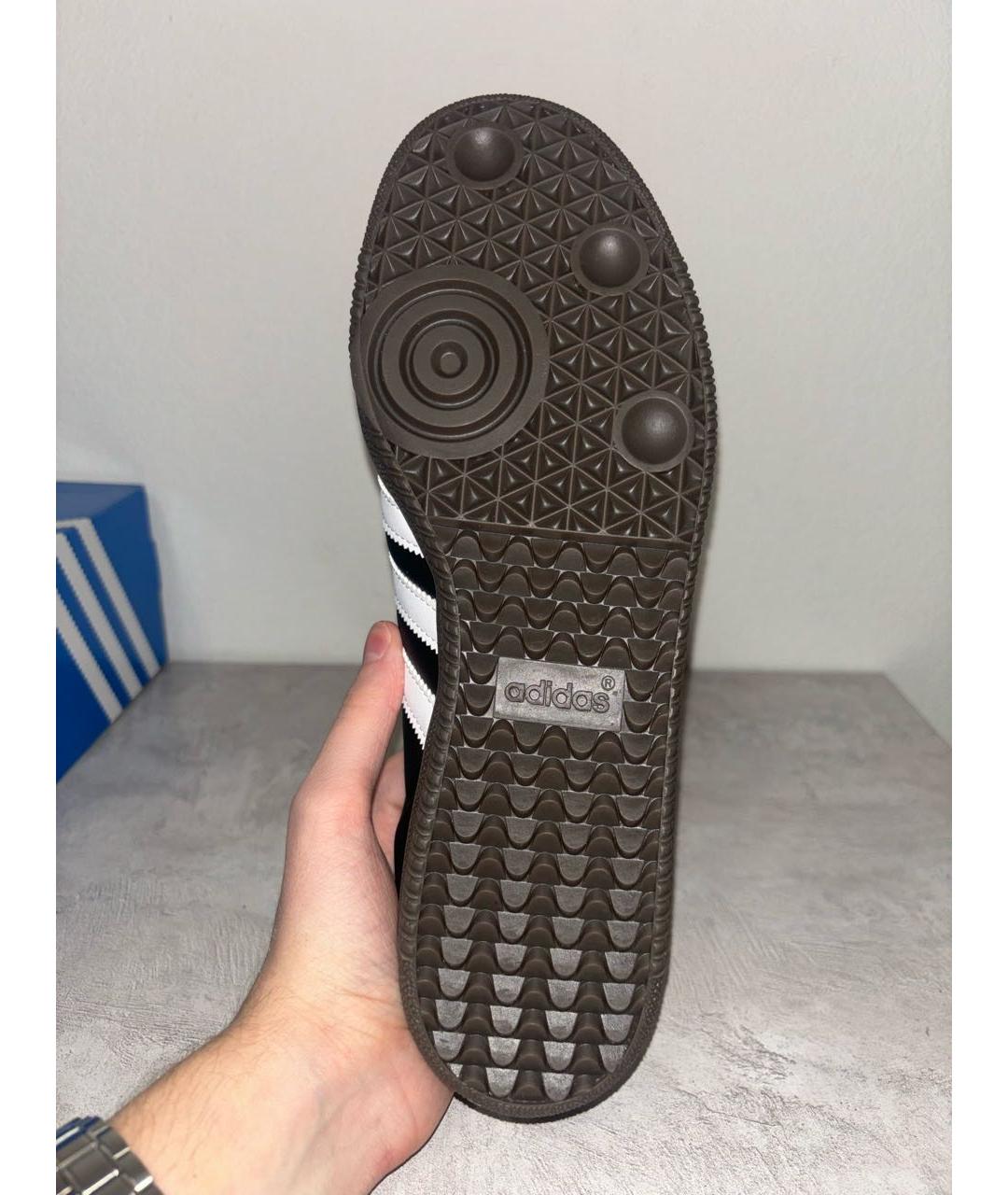 ADIDAS Черные кожаные низкие кроссовки / кеды, фото 3