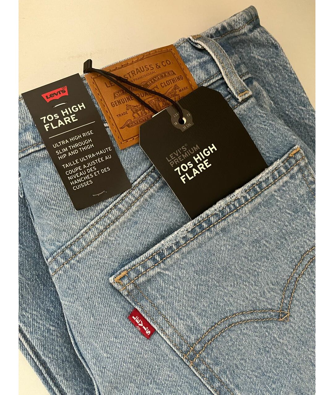 LEVI'S Голубые хлопковые джинсы клеш, фото 2