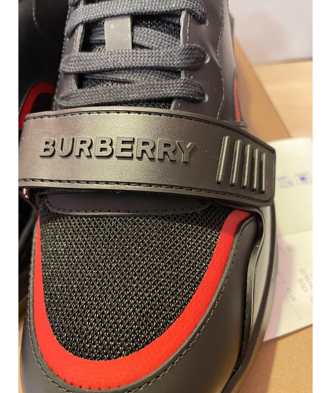 BURBERRY Черные кожаные низкие кроссовки / кеды, фото 8