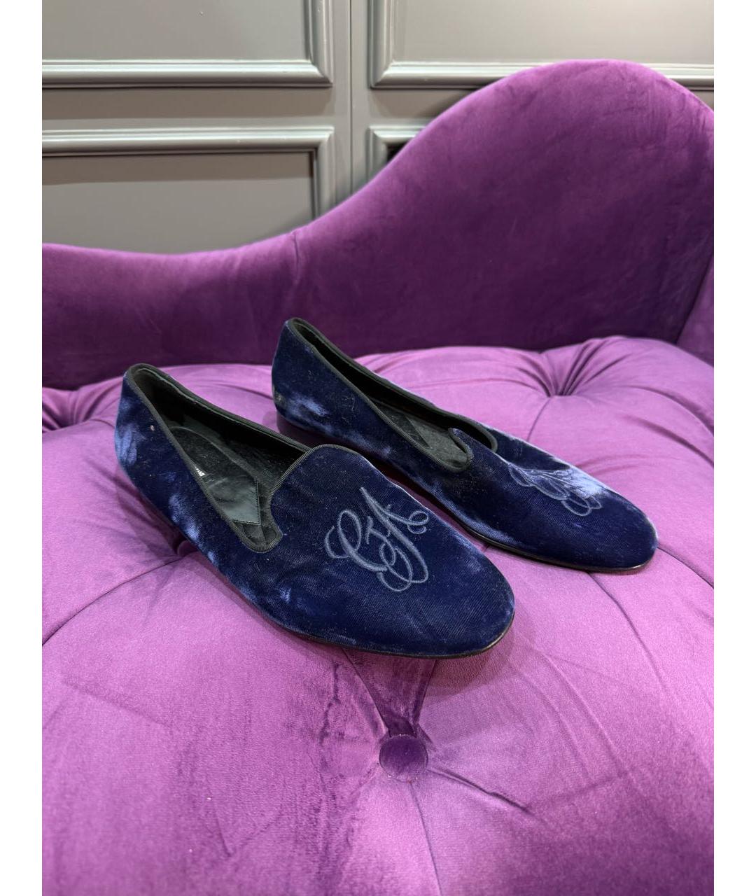 GIORGIO ARMANI Темно-синие бархатные мокасины, фото 4
