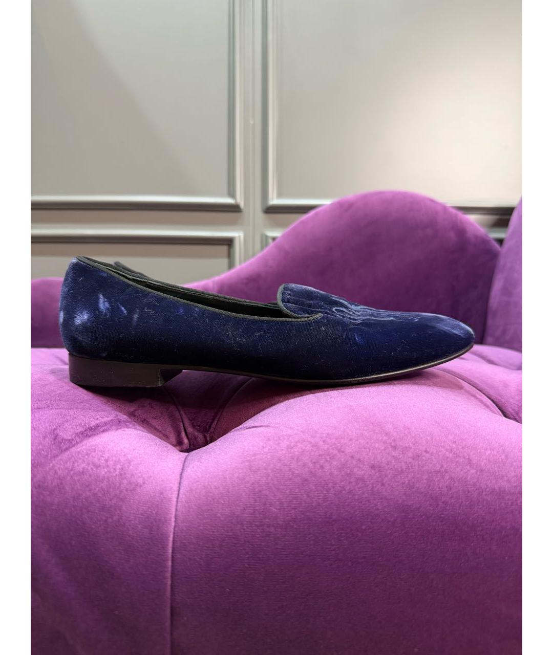 GIORGIO ARMANI Темно-синие бархатные мокасины, фото 6