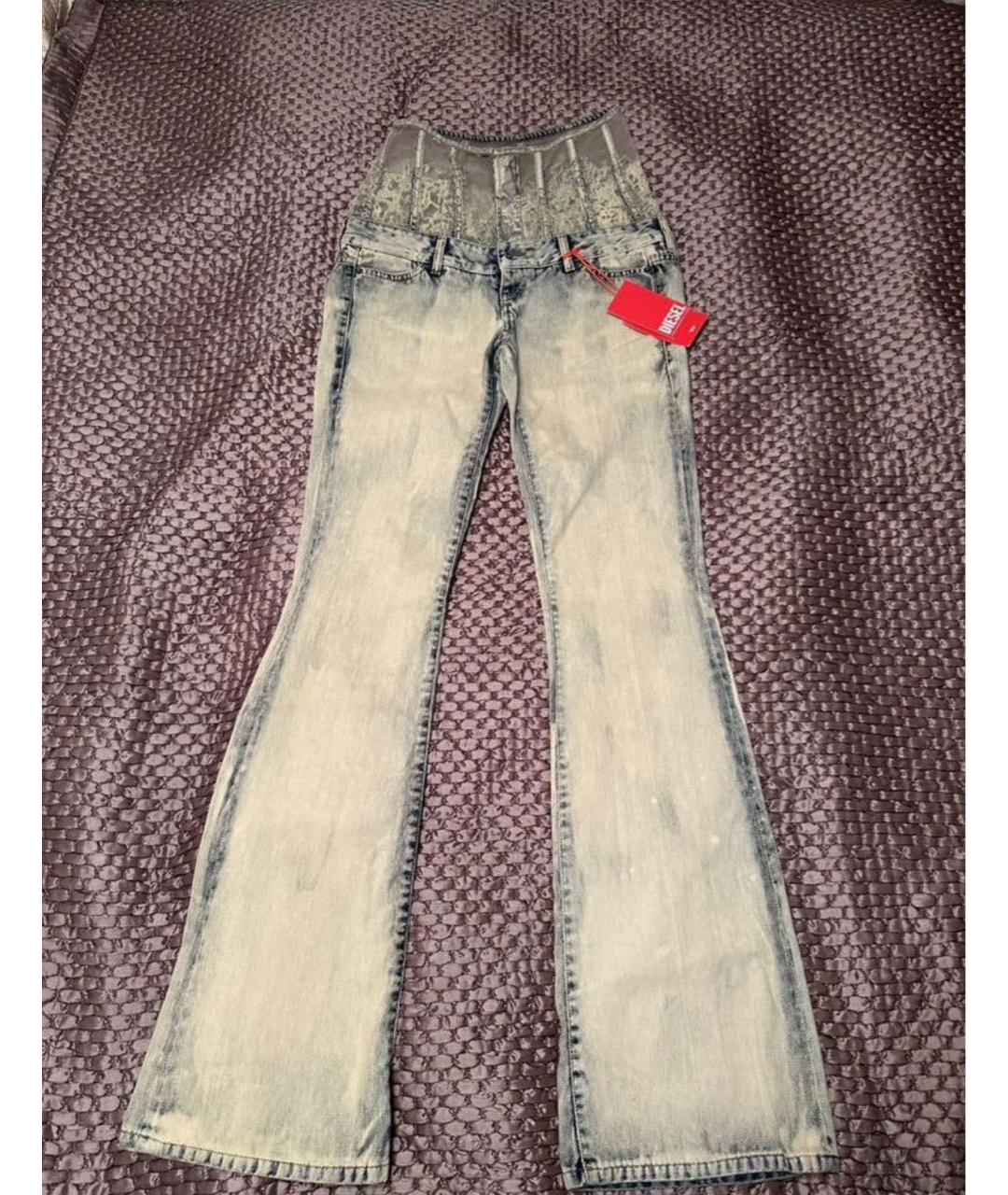 DIESEL Голубые хлопковые джинсы клеш, фото 9