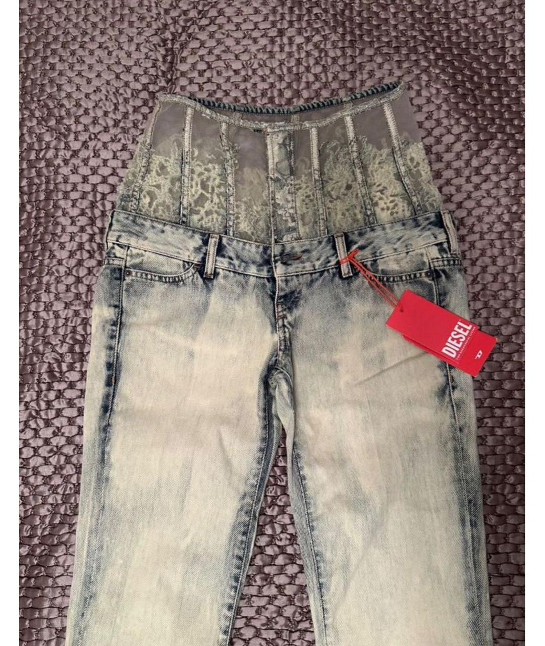 DIESEL Голубые хлопковые джинсы клеш, фото 3
