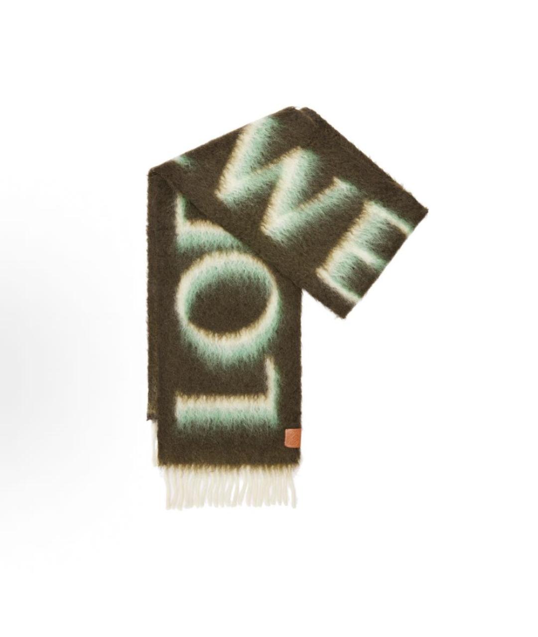 LOEWE Зеленый шерстяной шарф, фото 4