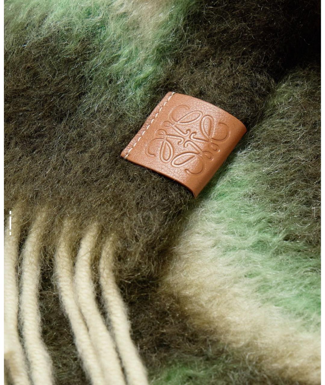 LOEWE Зеленый шерстяной шарф, фото 3