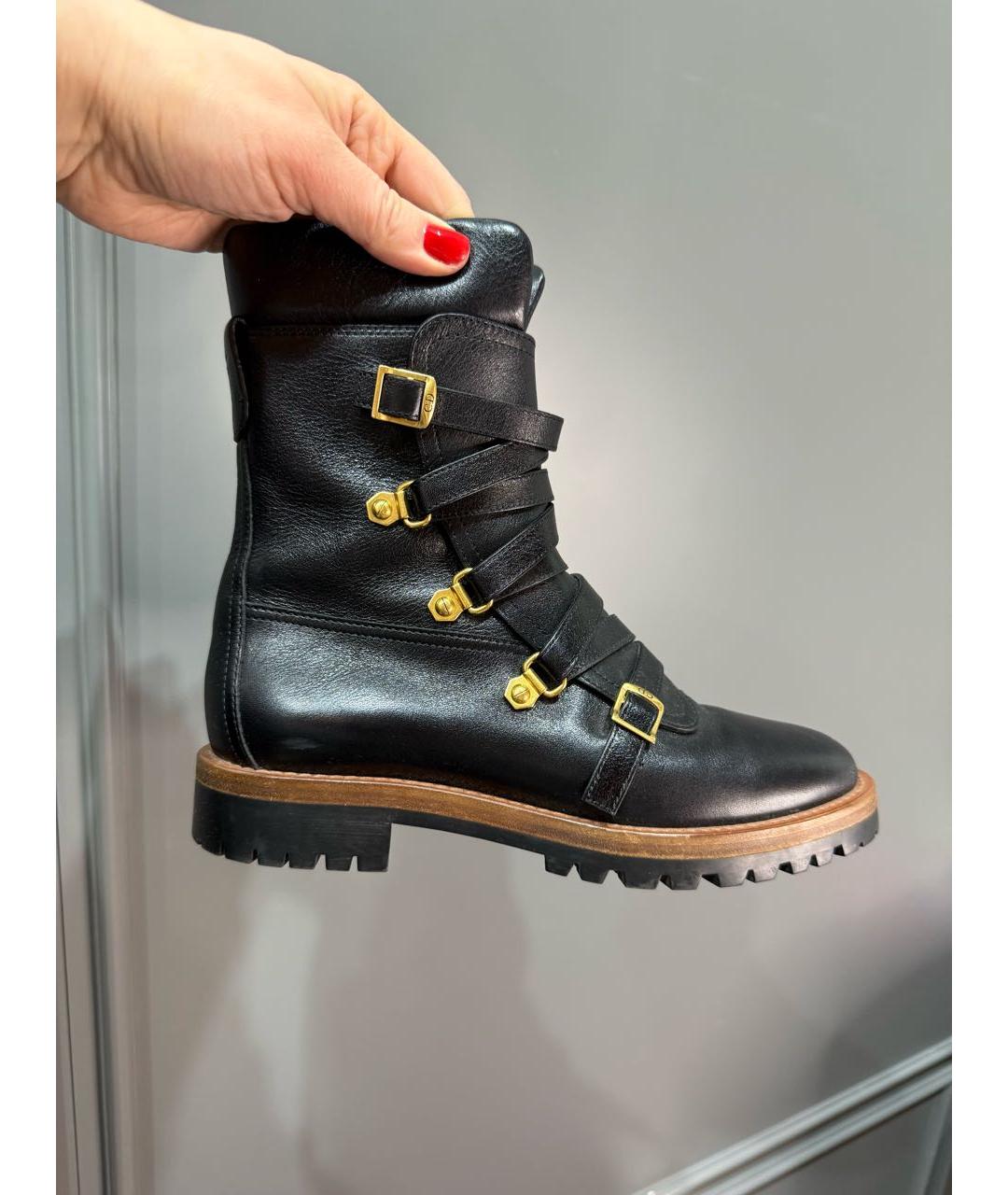 CHRISTIAN DIOR Черные кожаные ботинки, фото 5