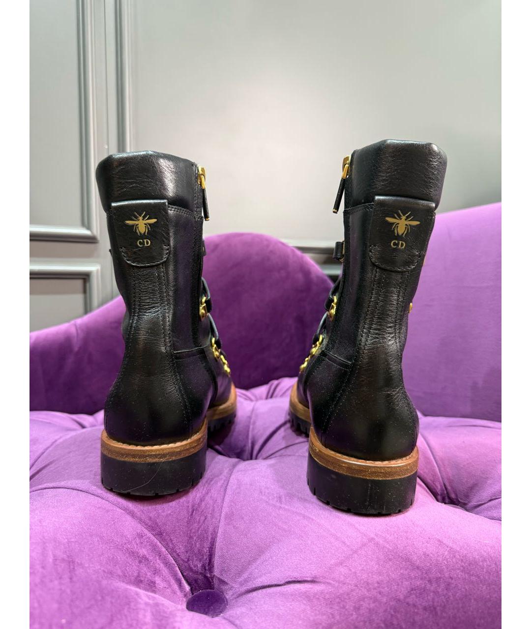 CHRISTIAN DIOR Черные кожаные ботинки, фото 2