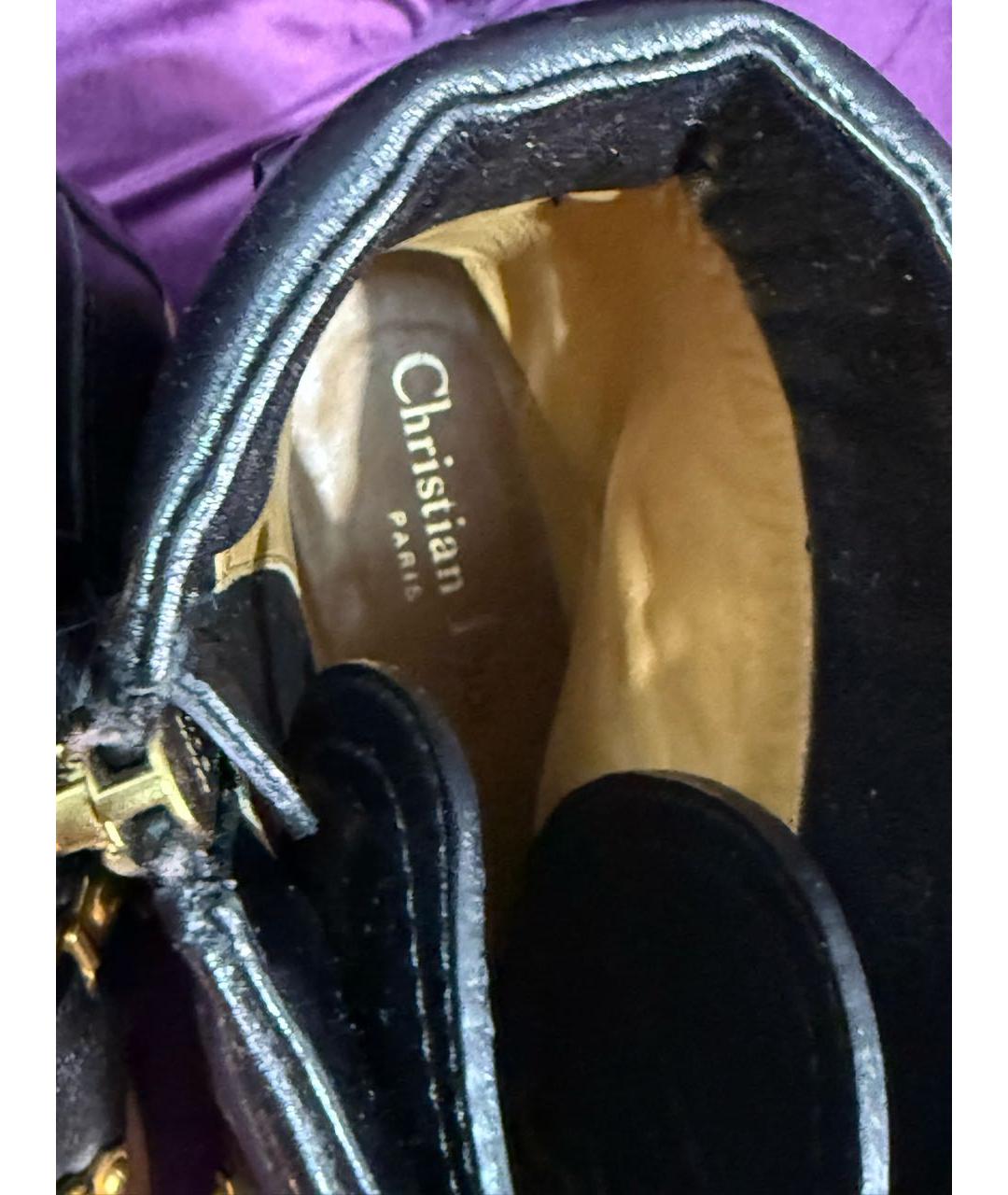 CHRISTIAN DIOR Черные кожаные ботинки, фото 4