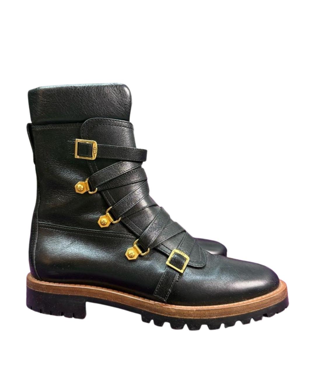 CHRISTIAN DIOR Черные кожаные ботинки, фото 1