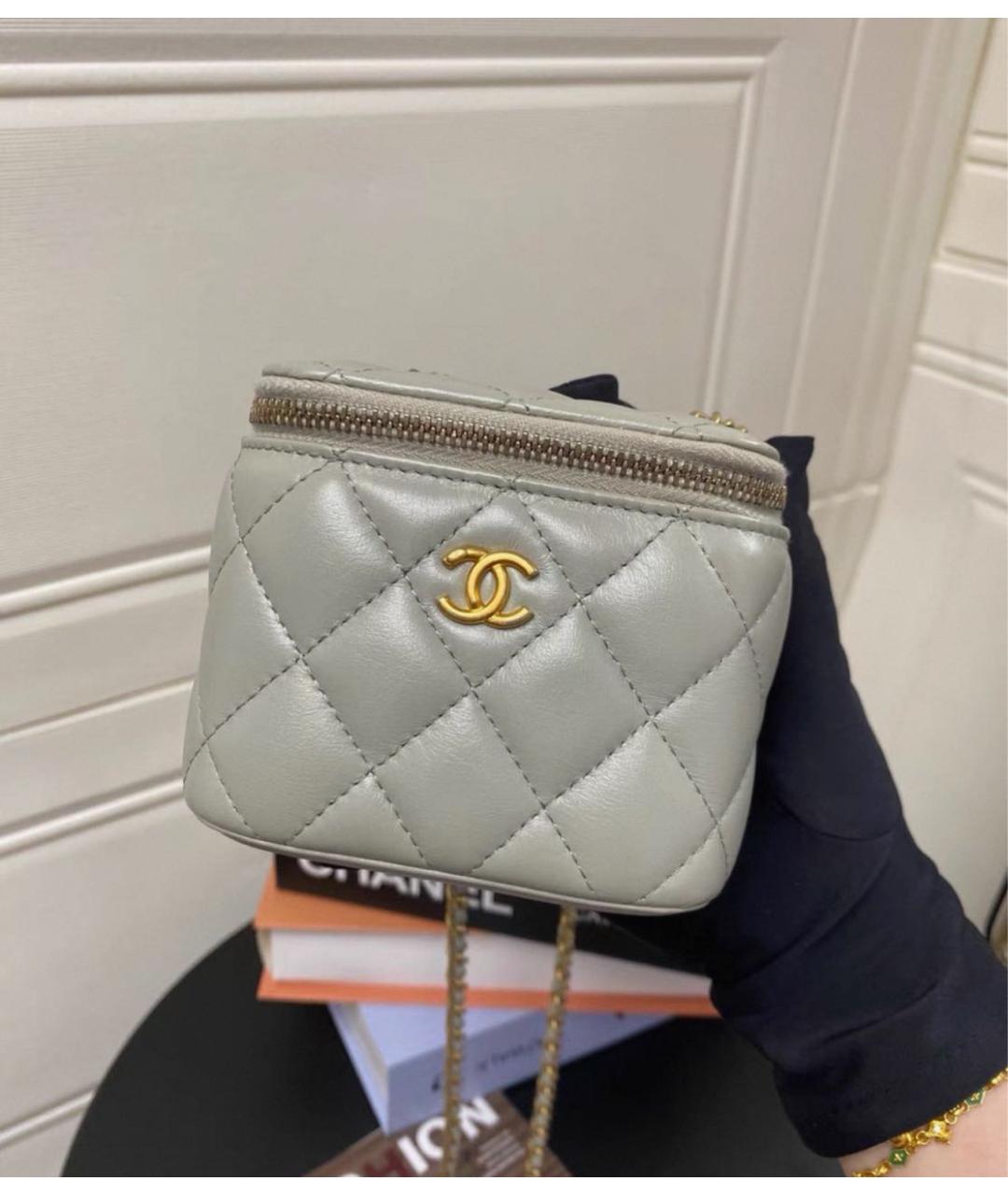 CHANEL Серая кожаная сумка через плечо, фото 3