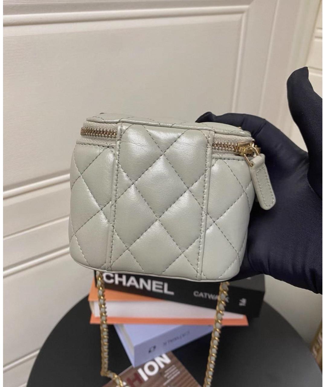 CHANEL Серая кожаная сумка через плечо, фото 4