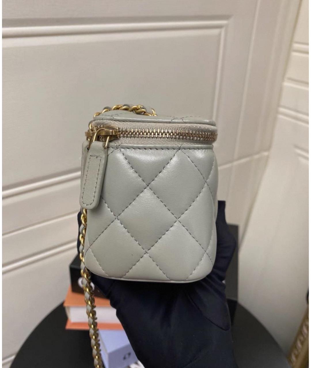 CHANEL Серая кожаная сумка через плечо, фото 5