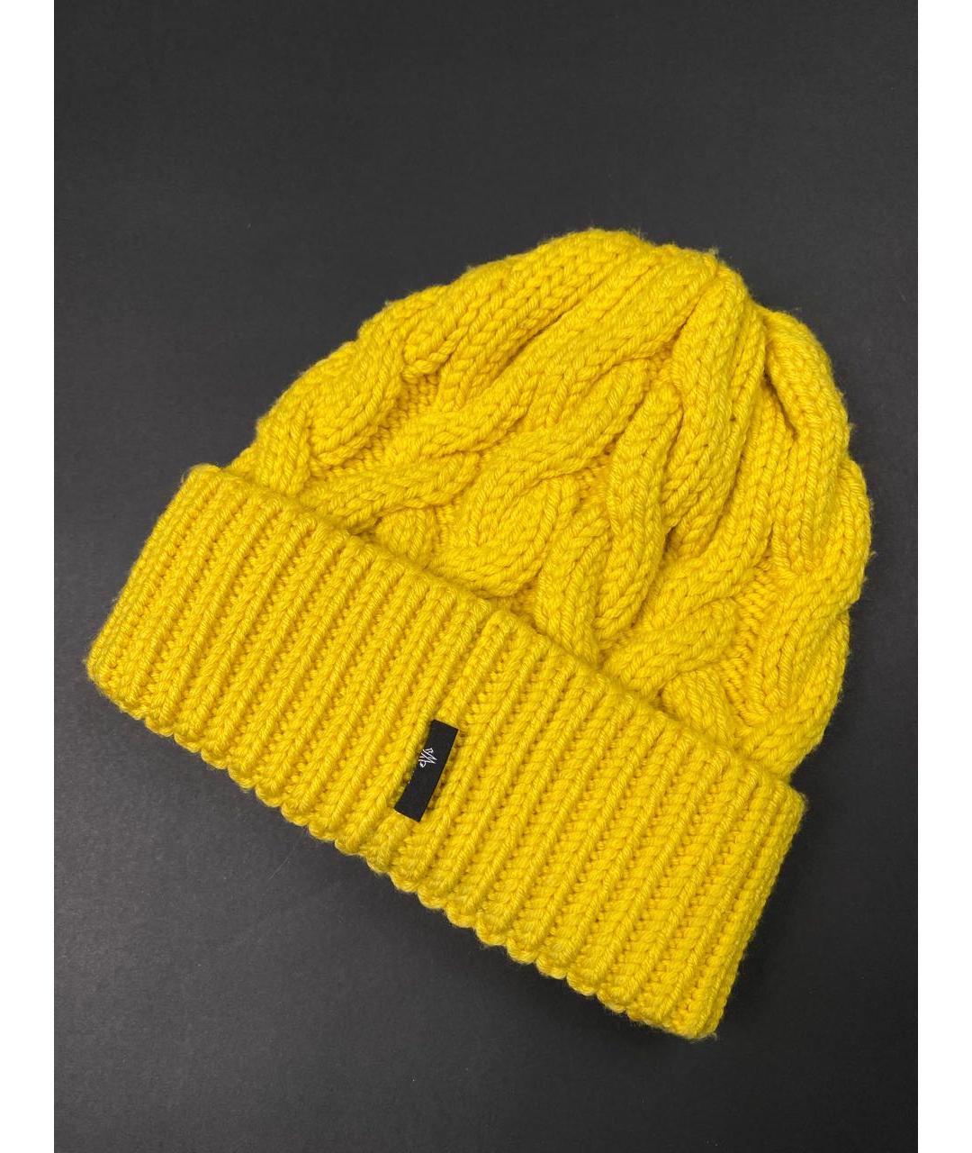MONCLER Желтая шерстяная шапка, фото 4