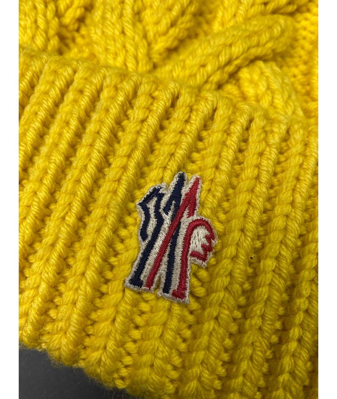 MONCLER Желтая шерстяная шапка, фото 3