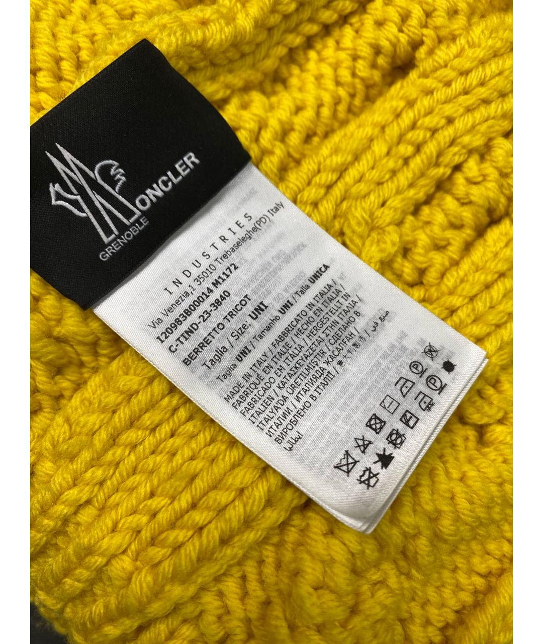 MONCLER Желтая шерстяная шапка, фото 5