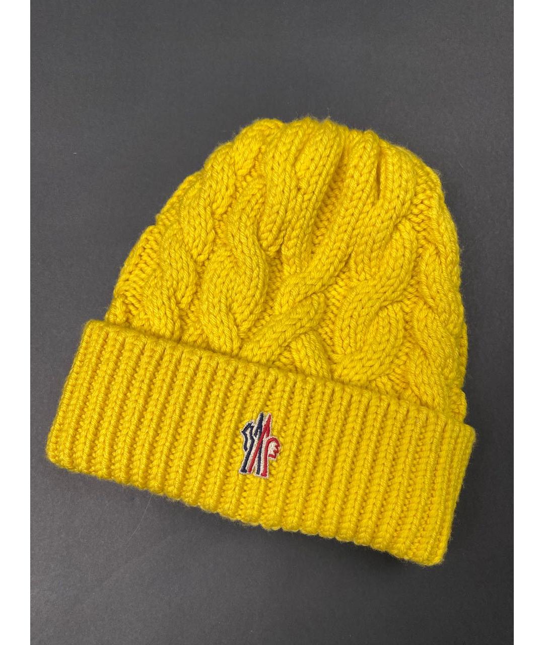 MONCLER Желтая шерстяная шапка, фото 2