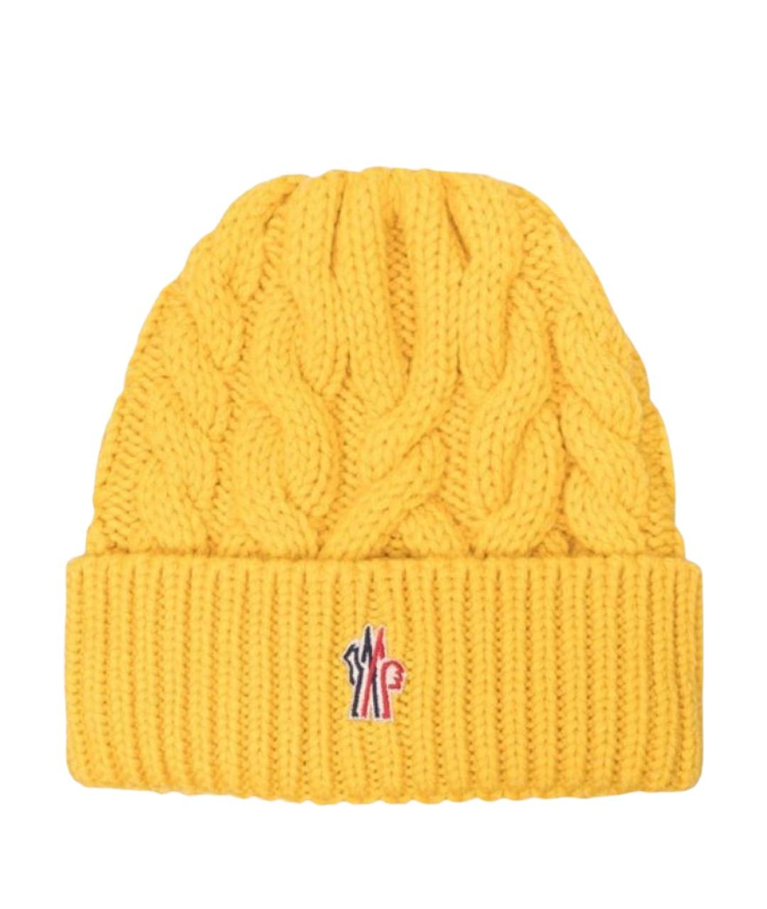 MONCLER Желтая шерстяная шапка, фото 1