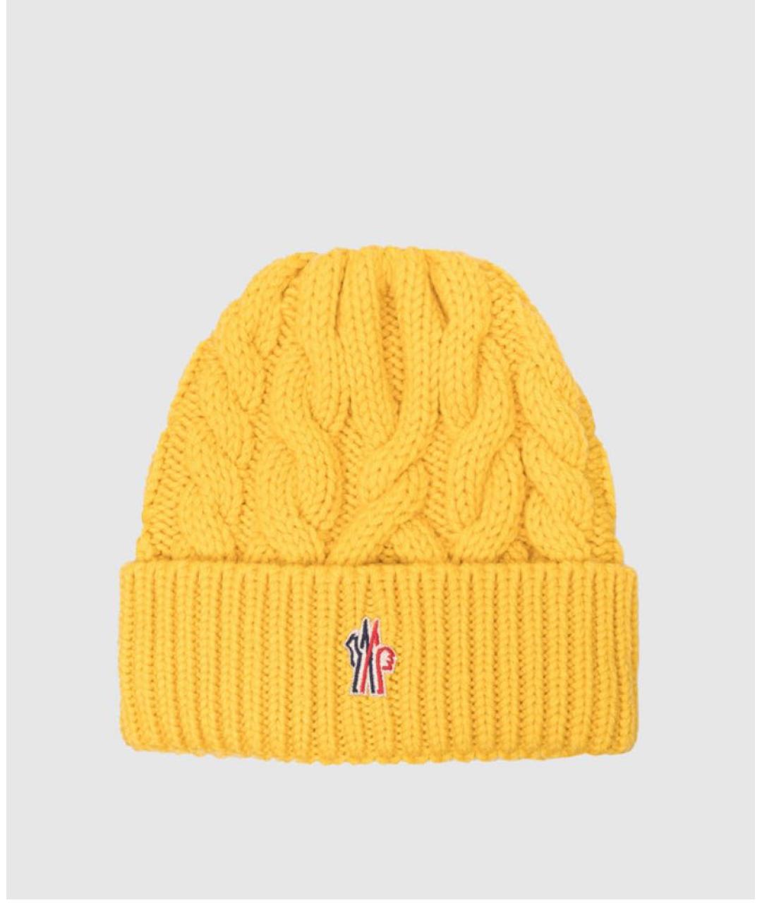 MONCLER Желтая шерстяная шапка, фото 9