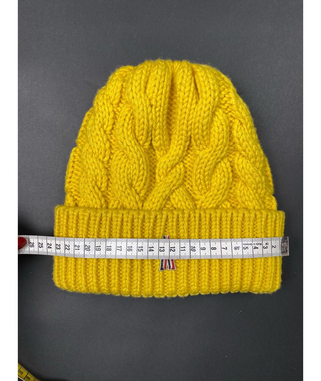 MONCLER Желтая шерстяная шапка, фото 8