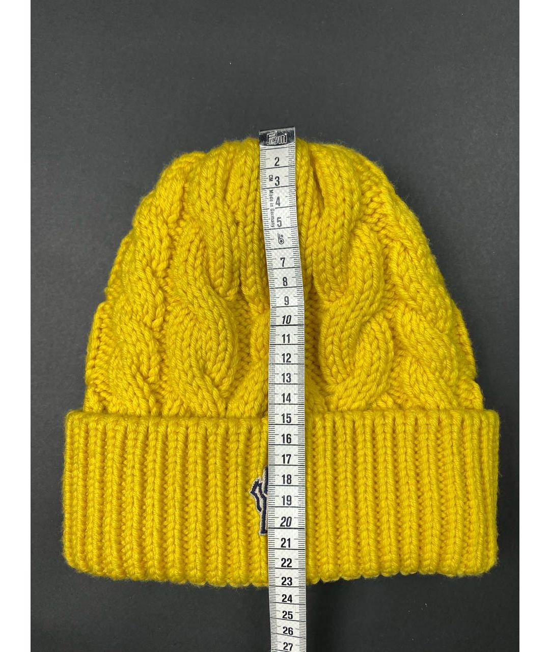 MONCLER Желтая шерстяная шапка, фото 7