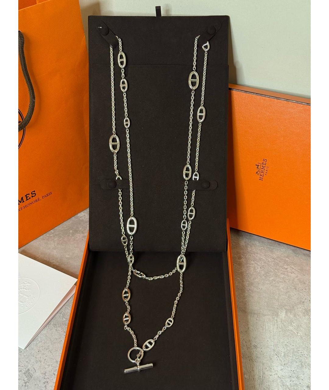 HERMES Серебряное серебряное колье, фото 9