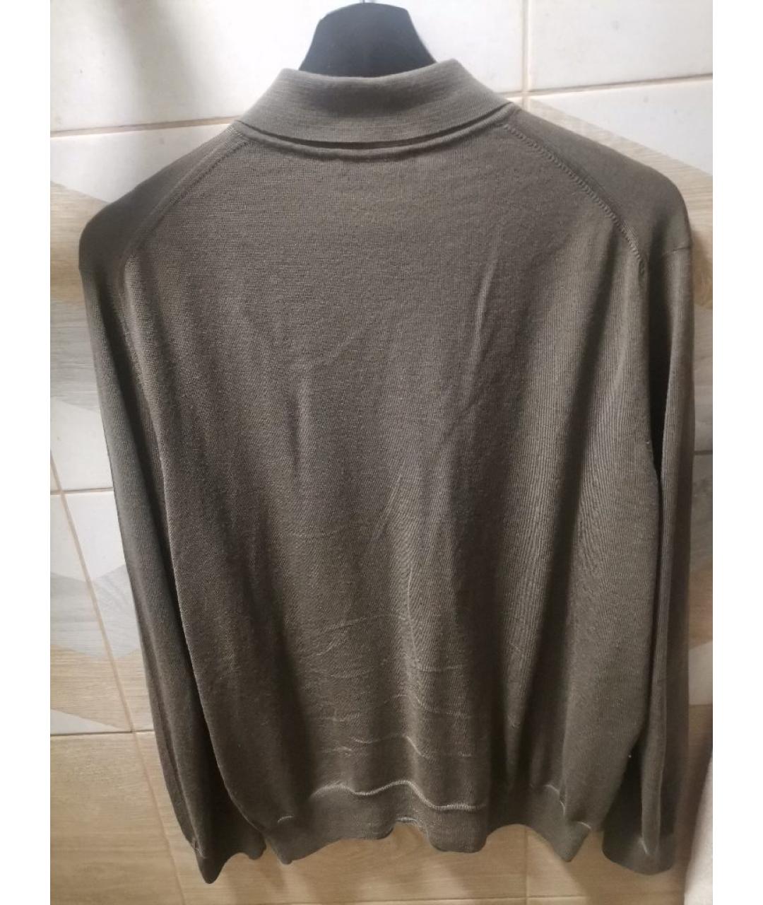 CANALI Коричневый шерстяной джемпер / свитер, фото 3