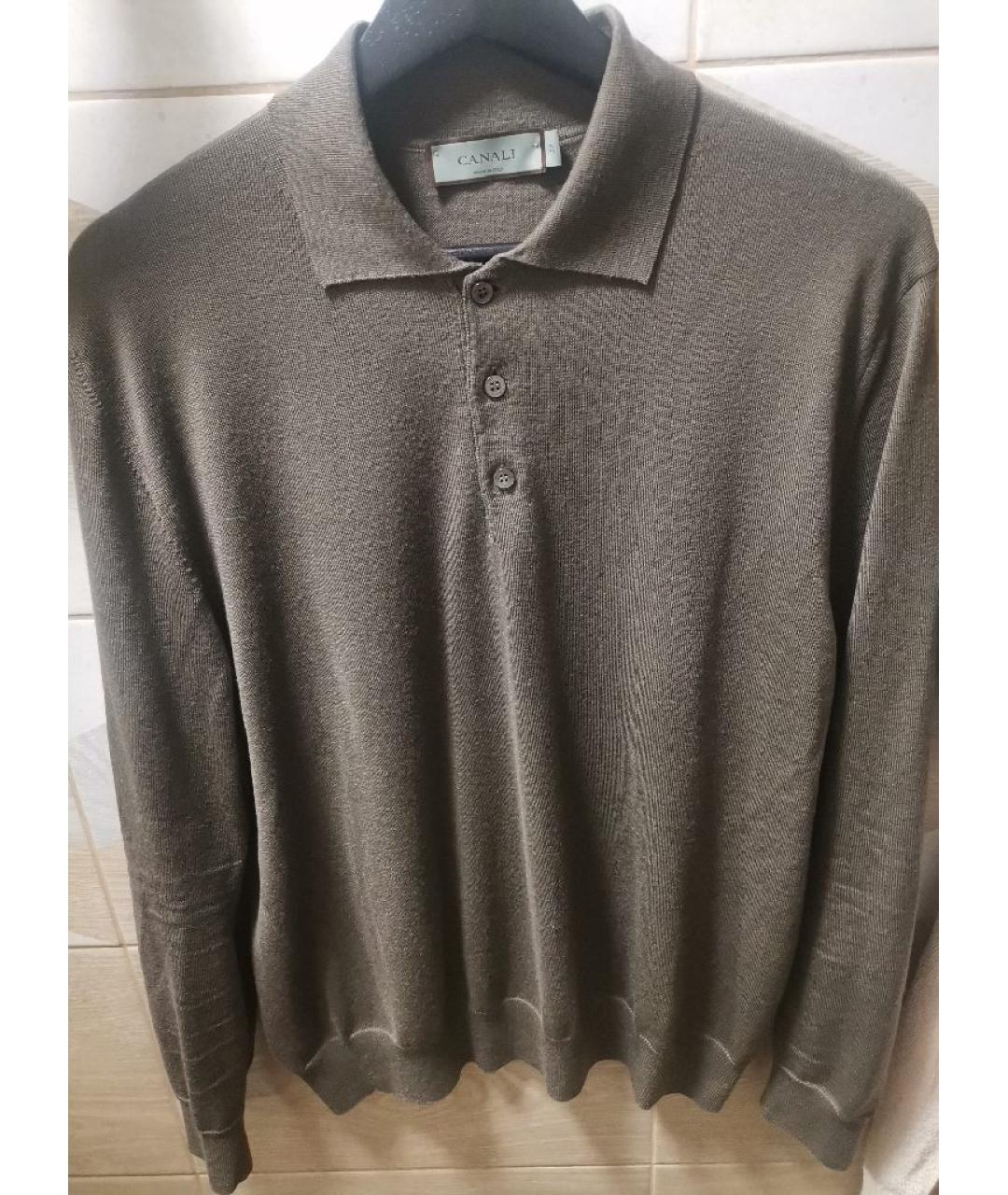 CANALI Коричневый шерстяной джемпер / свитер, фото 4