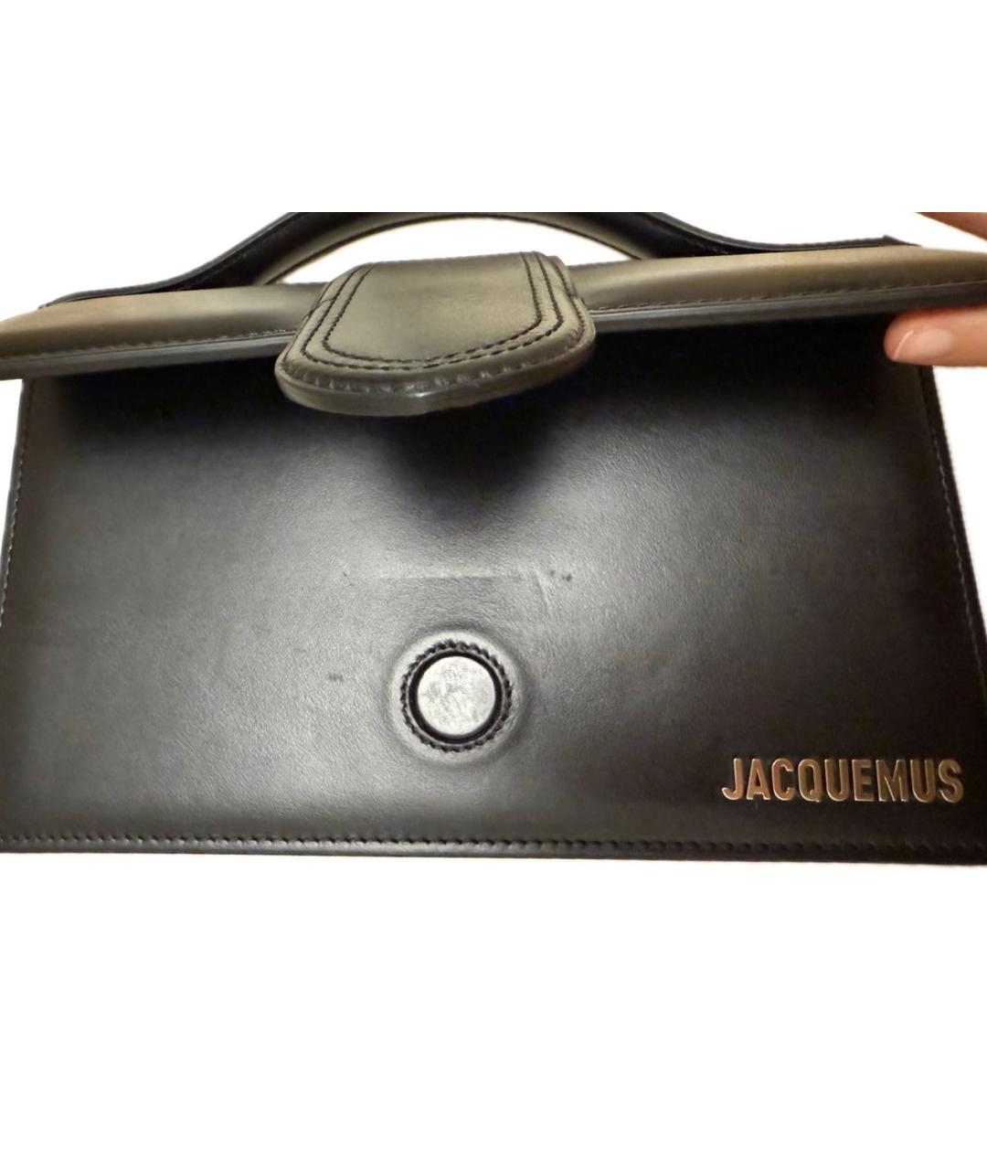 JACQUEMUS Черная кожаная сумка с короткими ручками, фото 4