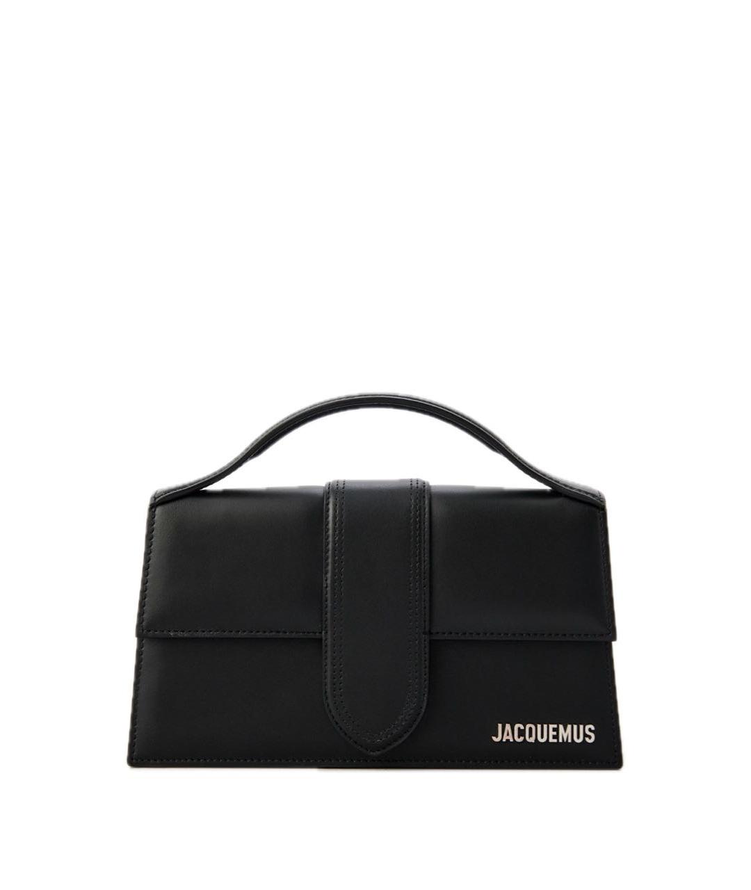 JACQUEMUS Черная кожаная сумка с короткими ручками, фото 1
