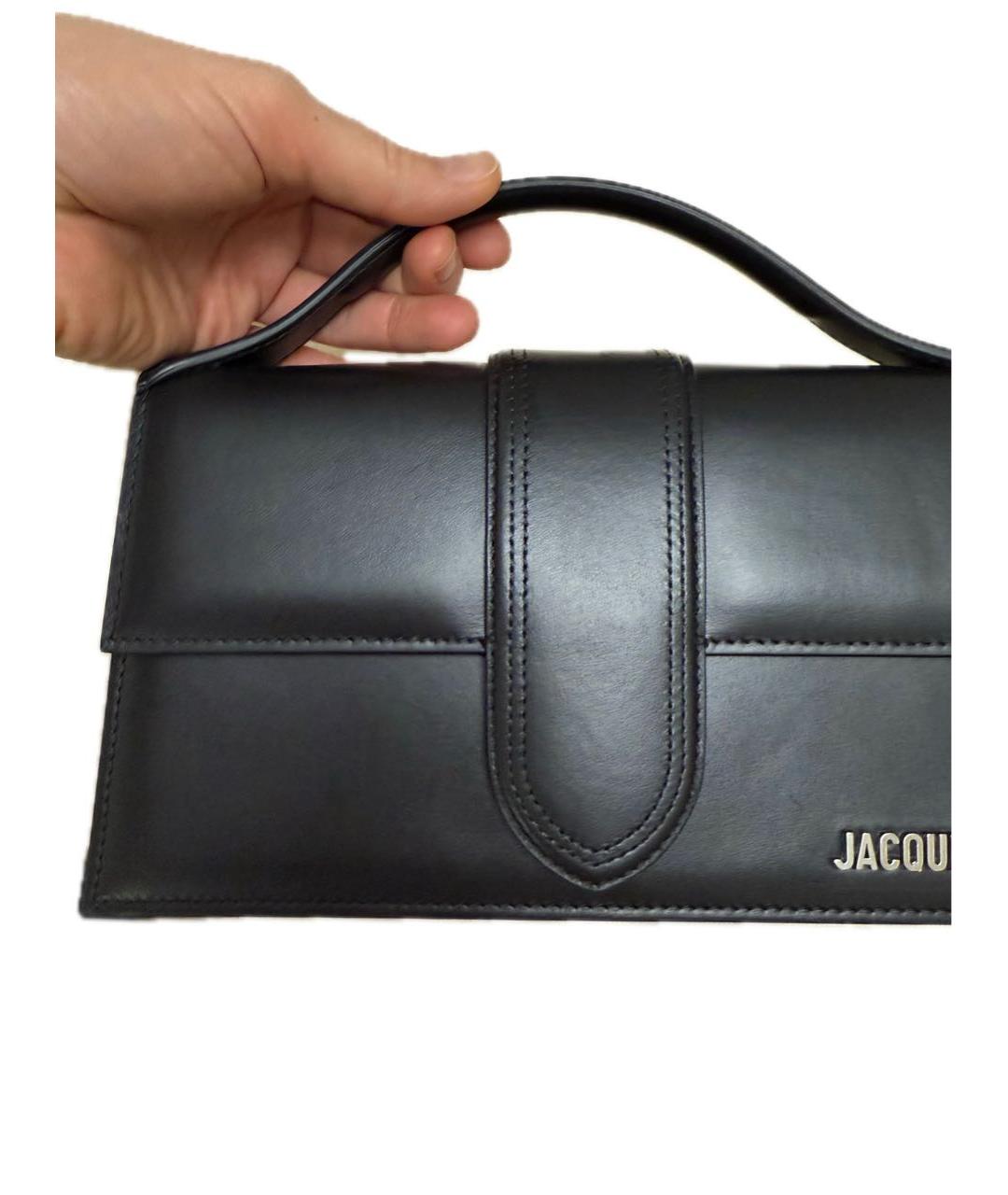 JACQUEMUS Черная кожаная сумка с короткими ручками, фото 5