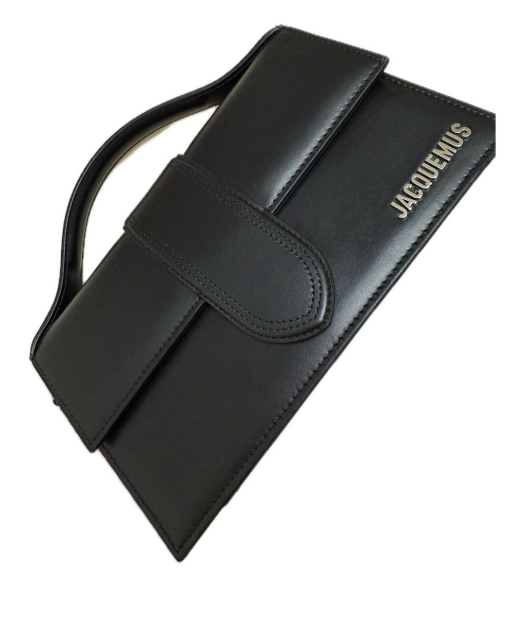 JACQUEMUS Черная кожаная сумка с короткими ручками, фото 2
