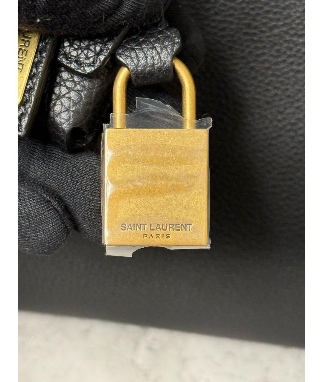 SAINT LAURENT Черная кожаная сумка с короткими ручками, фото 8
