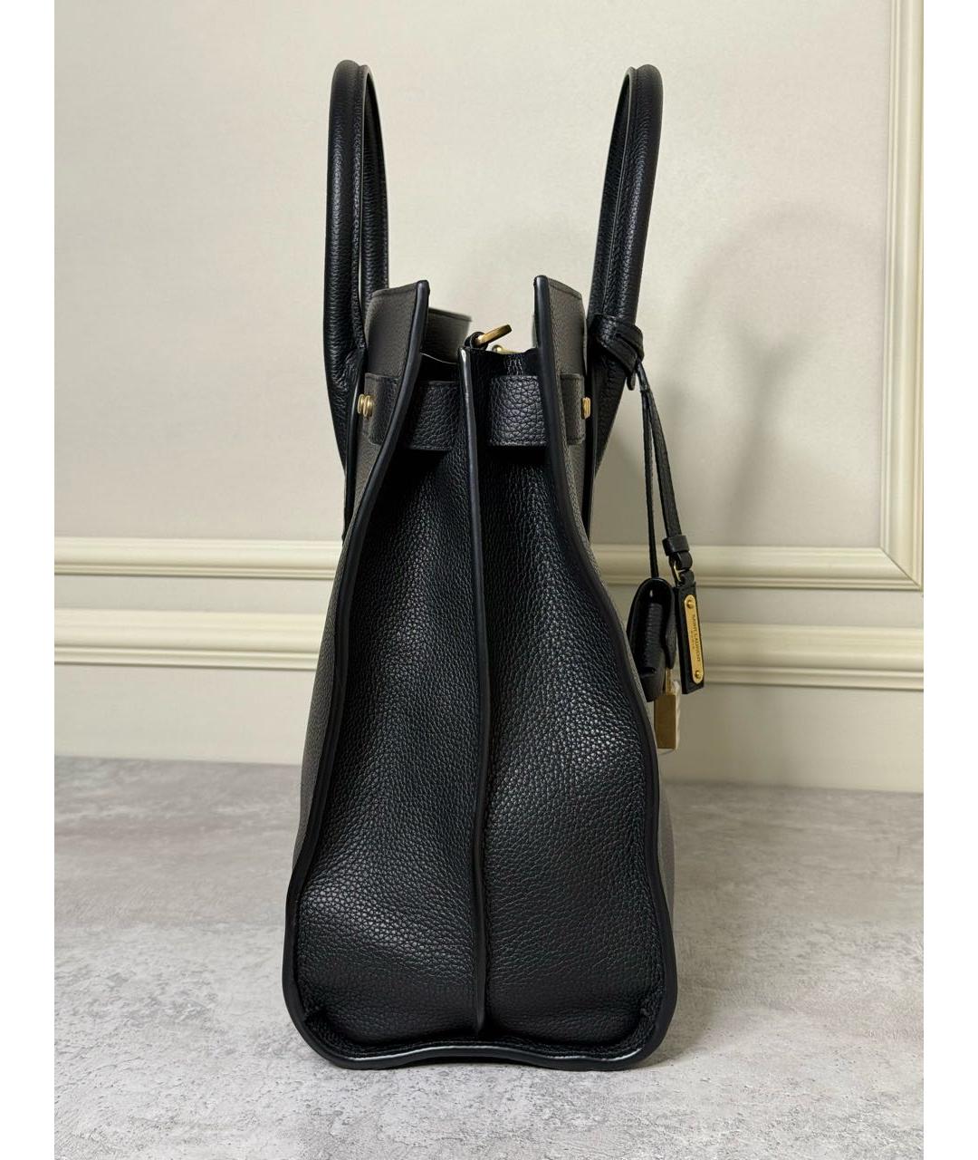 SAINT LAURENT Черная кожаная сумка с короткими ручками, фото 3