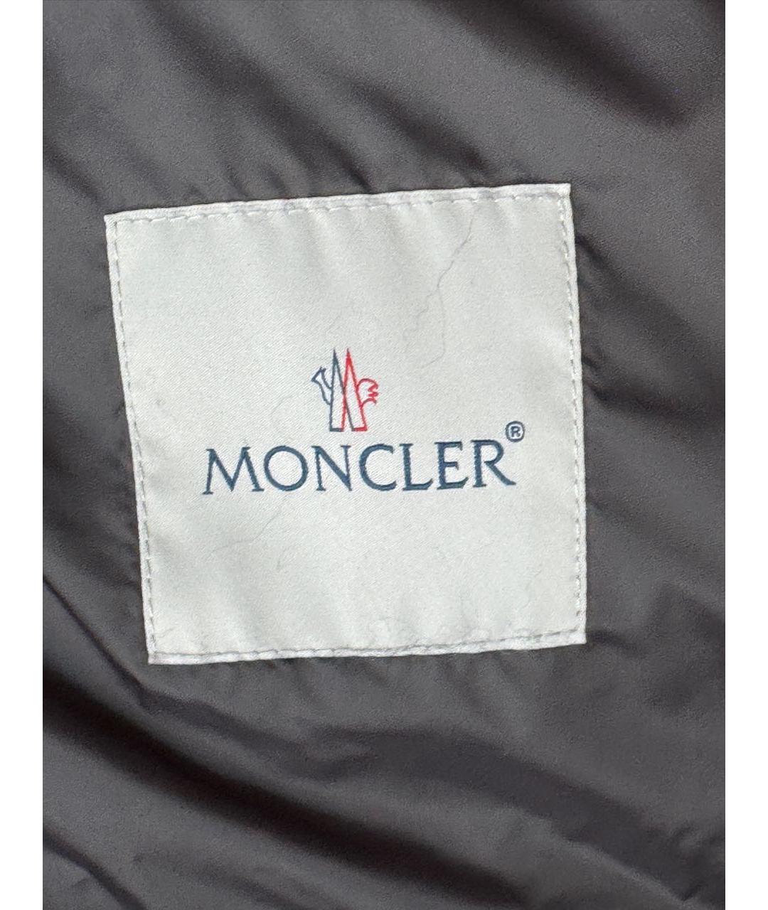 MONCLER Серый полиэстеровый пуховик, фото 3