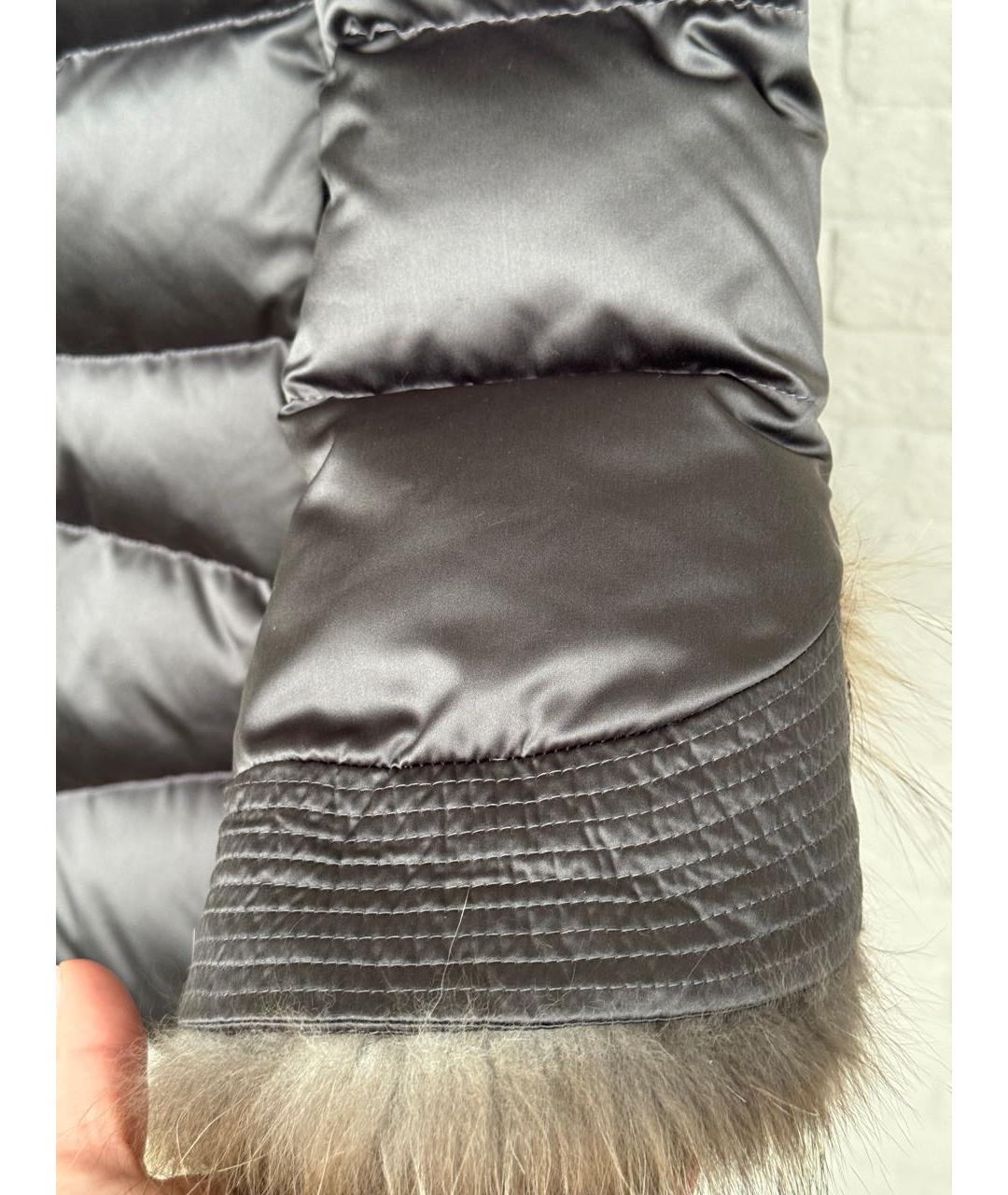 MONCLER Серый полиэстеровый пуховик, фото 8