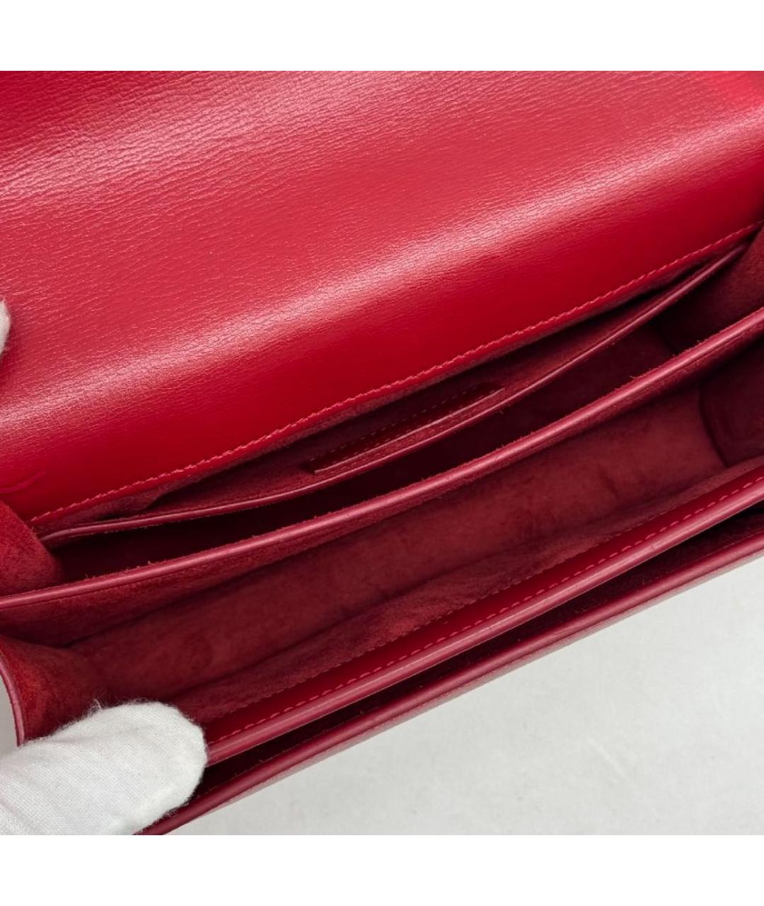 SAINT LAURENT Красная кожаная сумка с короткими ручками, фото 4