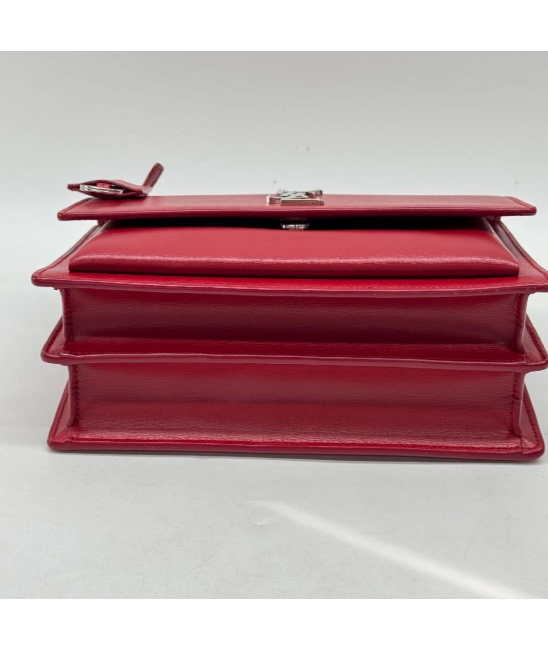 SAINT LAURENT Красная кожаная сумка с короткими ручками, фото 3