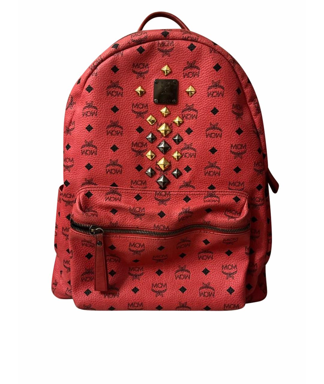 MCM Красный кожаный рюкзак, фото 1