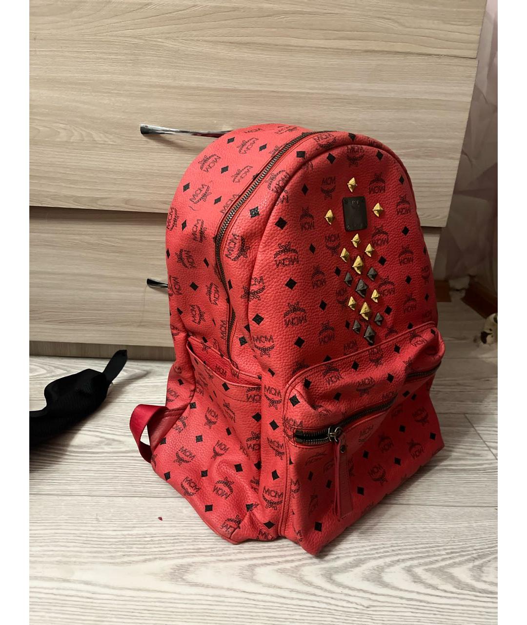 MCM Красный кожаный рюкзак, фото 2