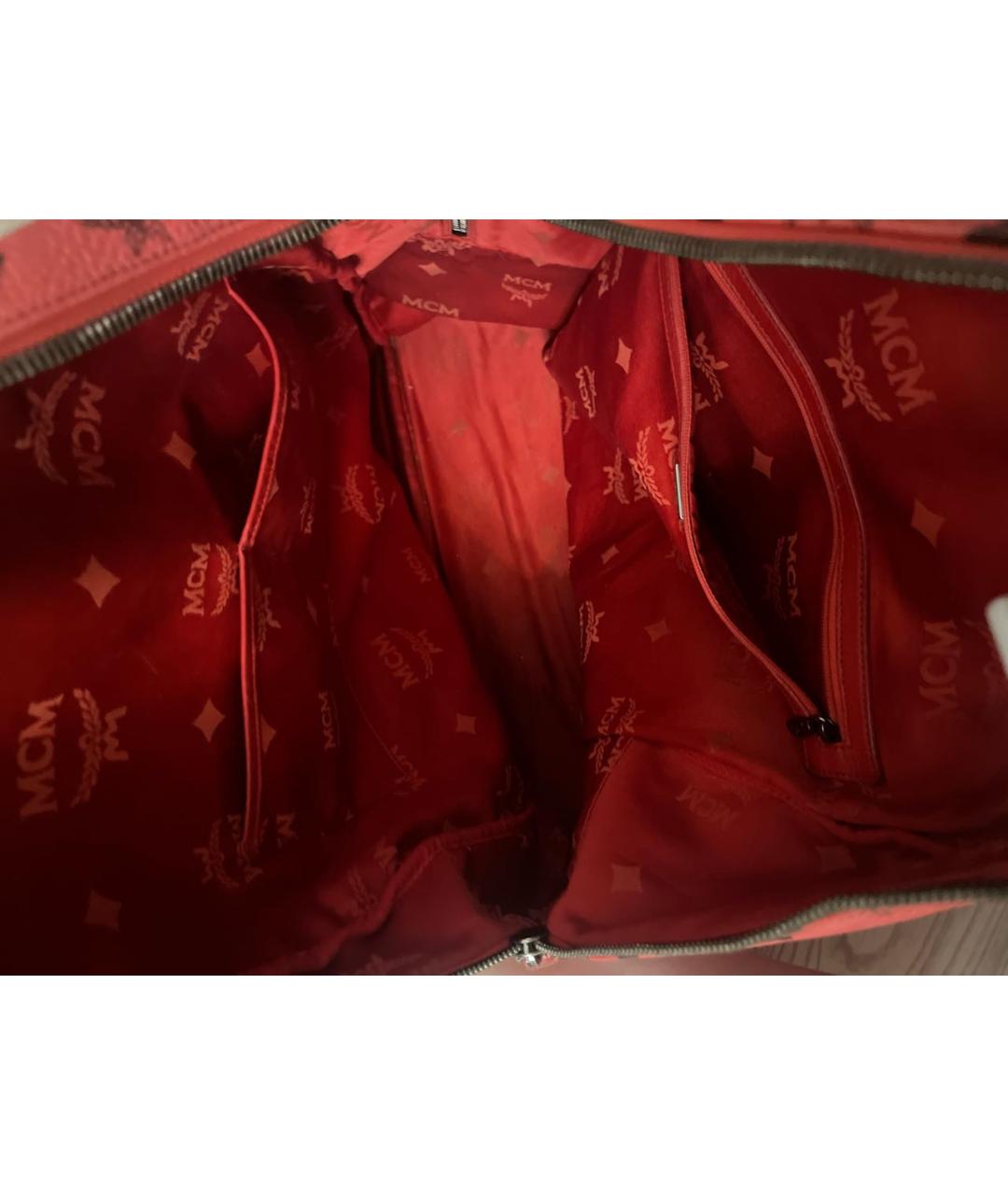 MCM Красный кожаный рюкзак, фото 4