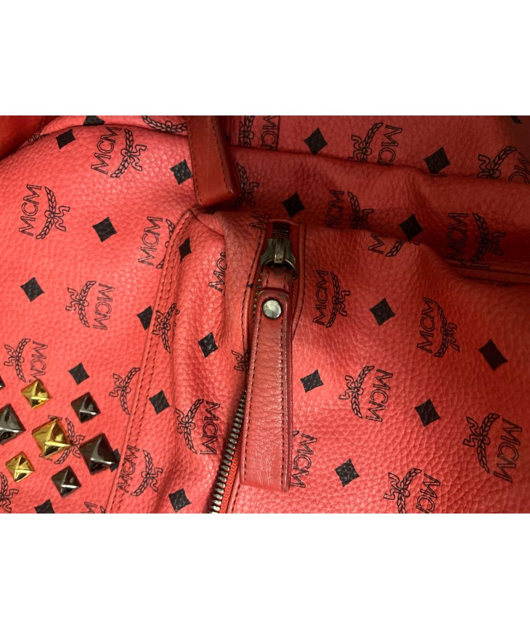MCM Красный кожаный рюкзак, фото 6